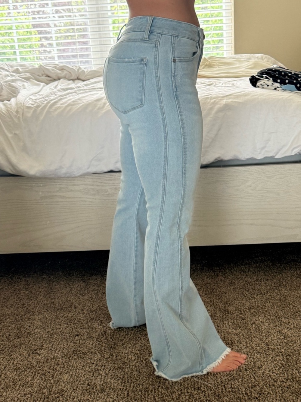Kancan Jeans Flare Size 29 High Rise Waist Annika Curvy Stretch Light Blue